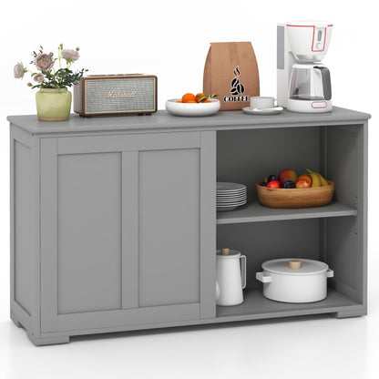 Antique Stackable Kitchen Storage Sideboard with Height Adjustable Shelf, Gray