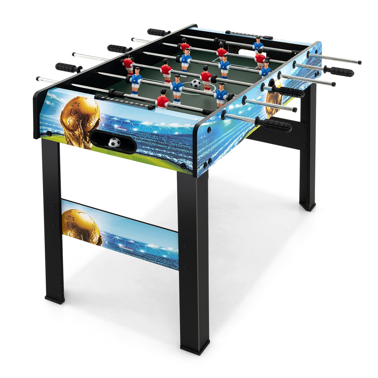 37 Inch Mini Foosball Table with Score Keeper and Removable Legs, Blue Game Room Blue at Gallery Canada