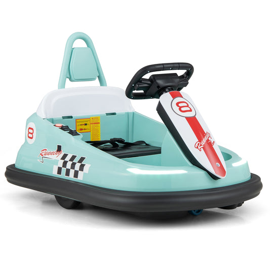 6V Kids Ride-On Bumper Car, 360° Spinning, Dual Motors, Green Powered Ride On Toys Green at Gallery Canada