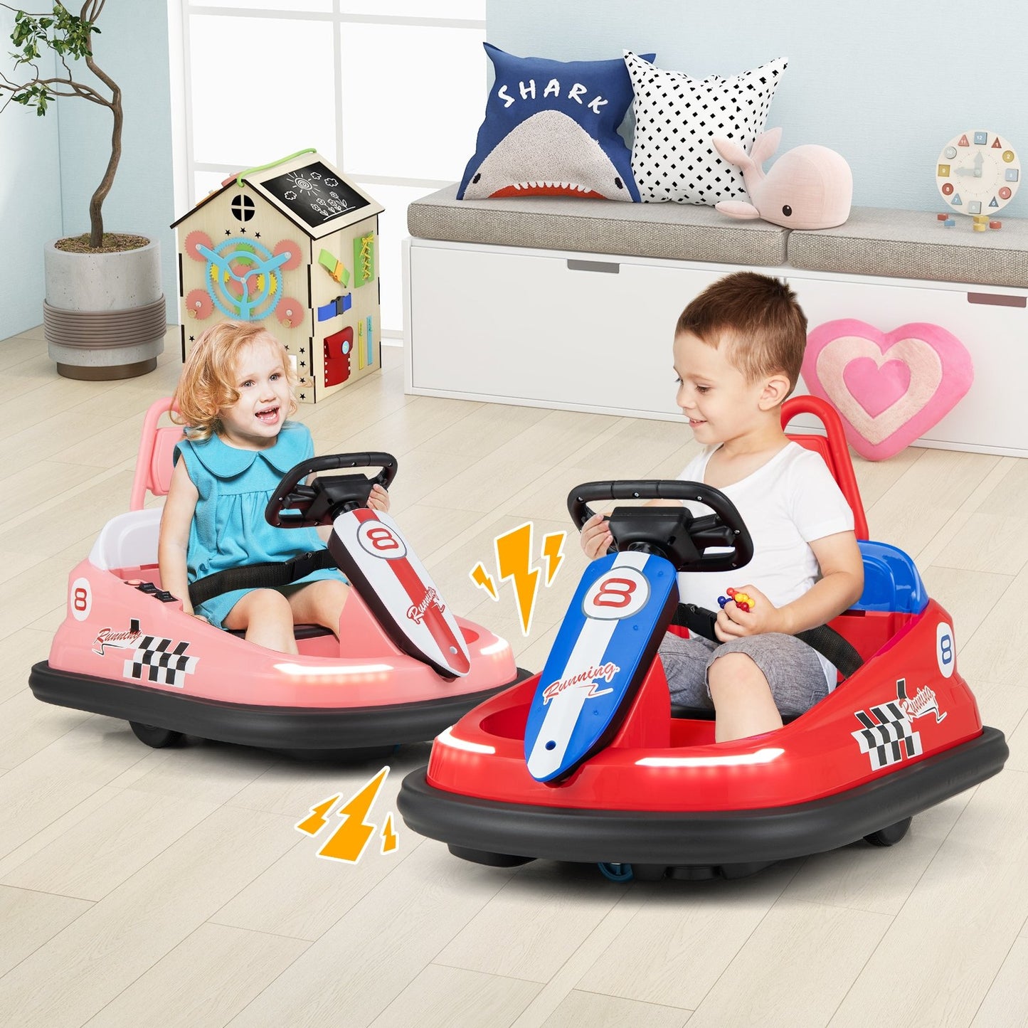 6V kids Ride-on Bumper Car with 360° Spinning and Dual Motors, Pink