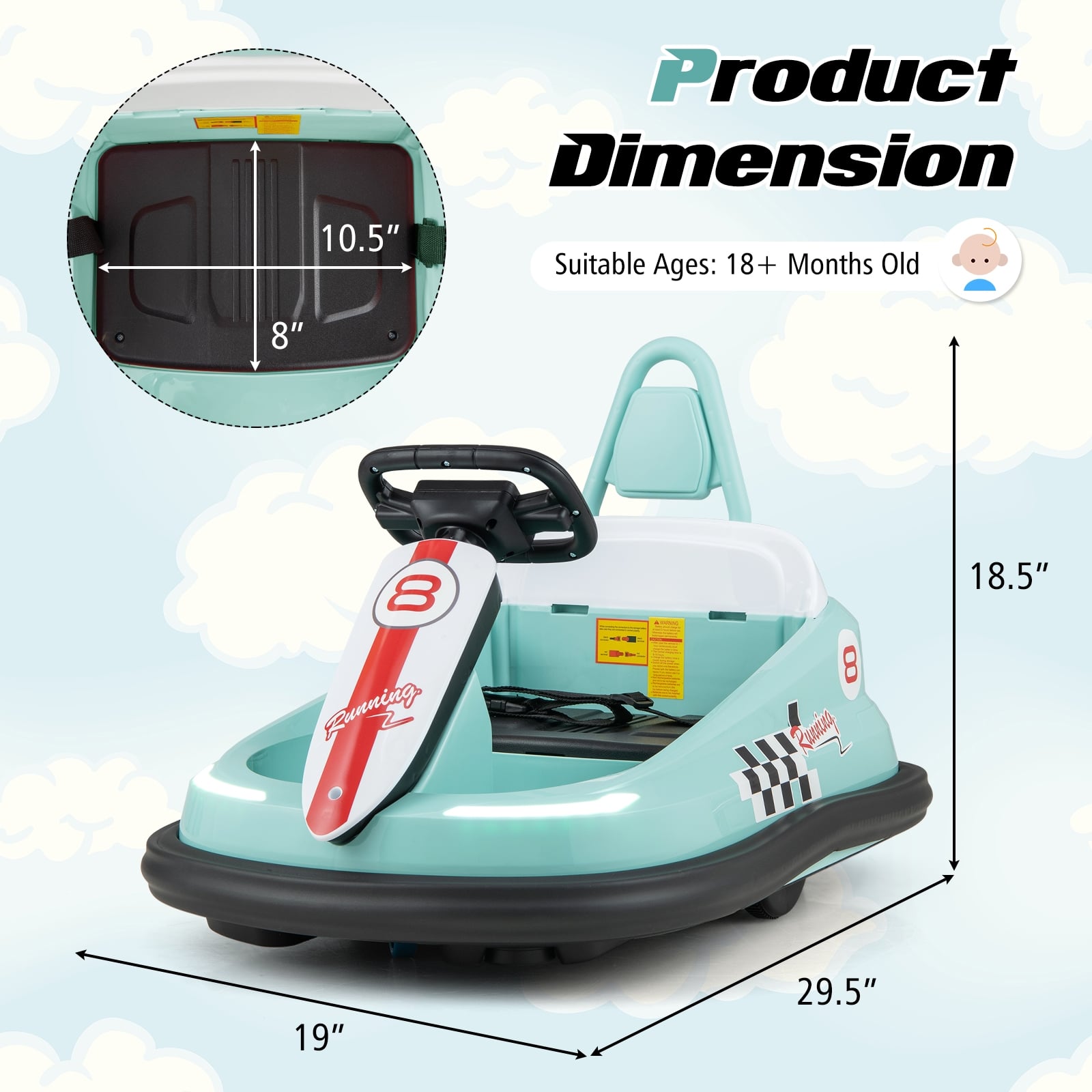 6V Kids Ride-On Bumper Car, 360° Spinning, Dual Motors, Green Powered Ride On Toys at Gallery Canada