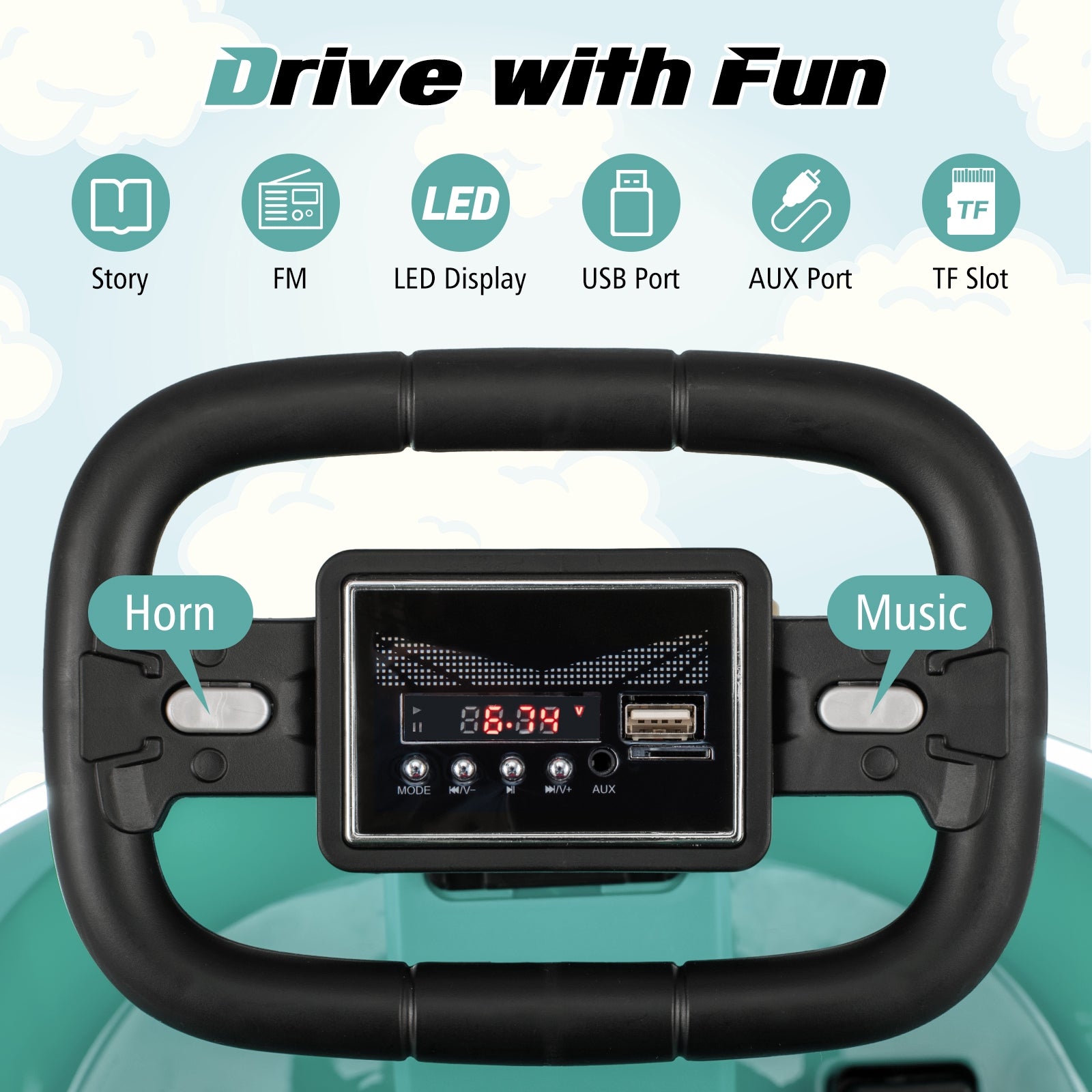 6V kids Ride-on Bumper Car with 360° Spinning and Dual Motors, Green Powered Ride On Toys at Gallery Canada