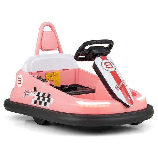 6V kids Ride-on Bumper Car with 360° Spinning and Dual Motors, Pink - Gallery Canada