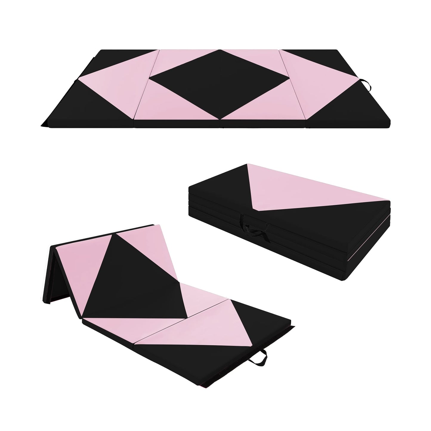 8 Feet PU Leather Folding Gymnastics Mat, Black, Pink Yoga & Gym Mats at Gallery Canada