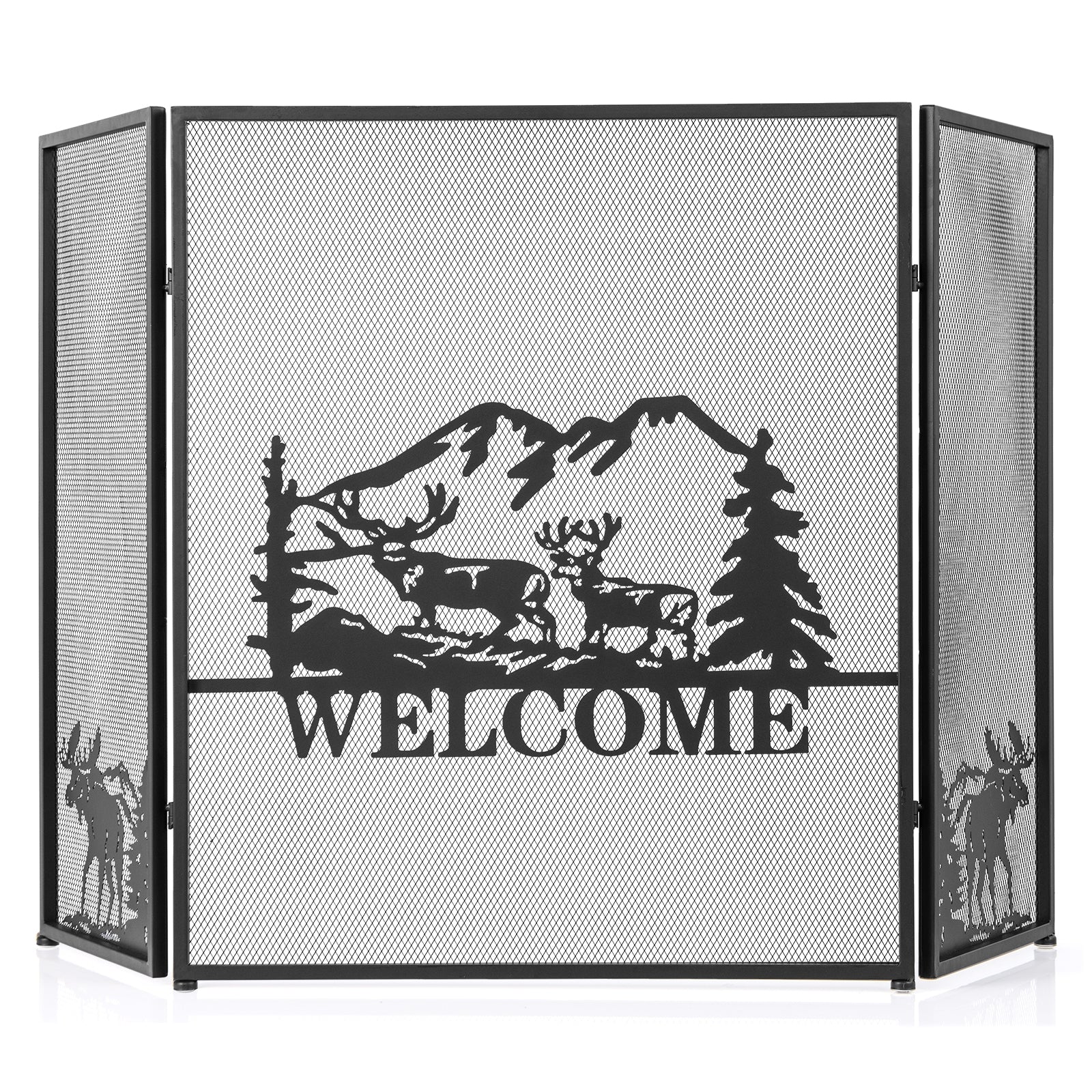 52 x 31 Inch Fireplace Screen, Black Fireplace Tools Black at Gallery Canada