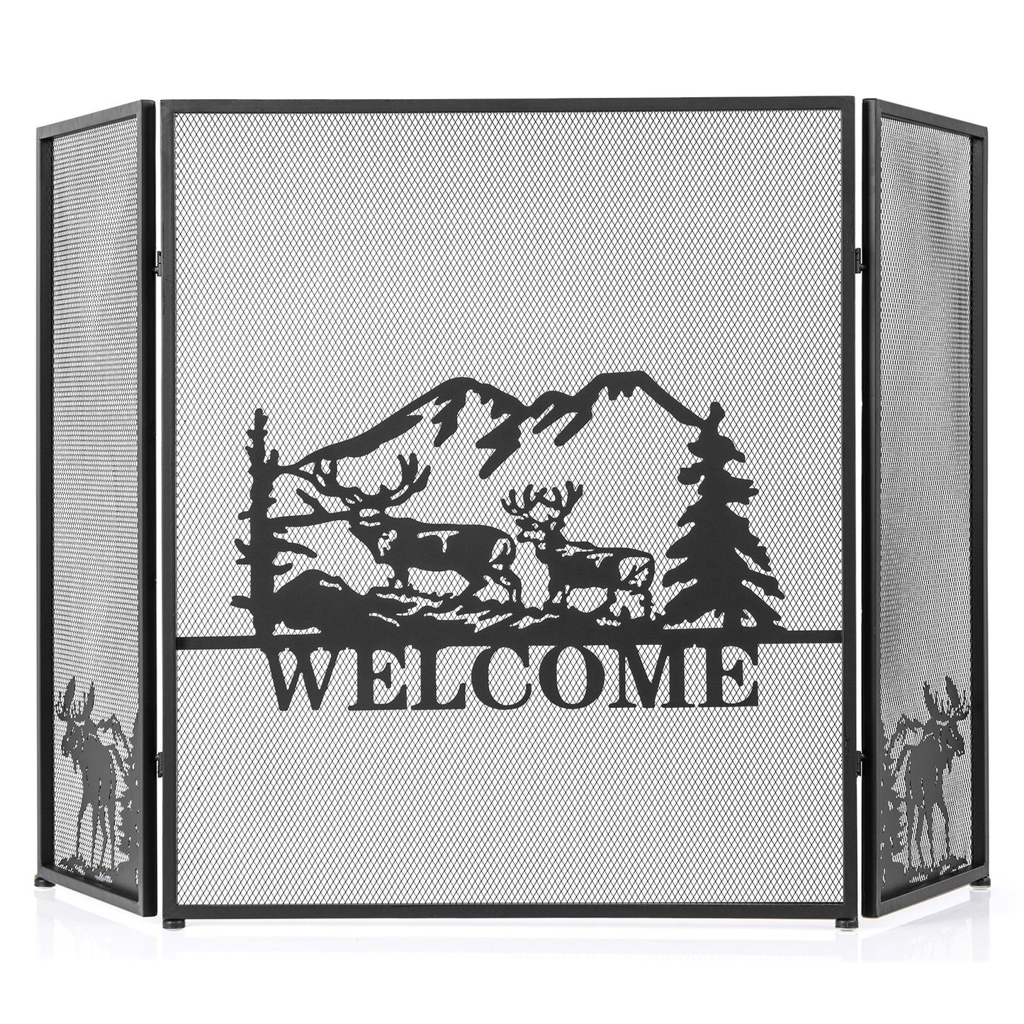 52 x 31 Inch Fireplace Screen, Black Fireplace Tools Black at Gallery Canada