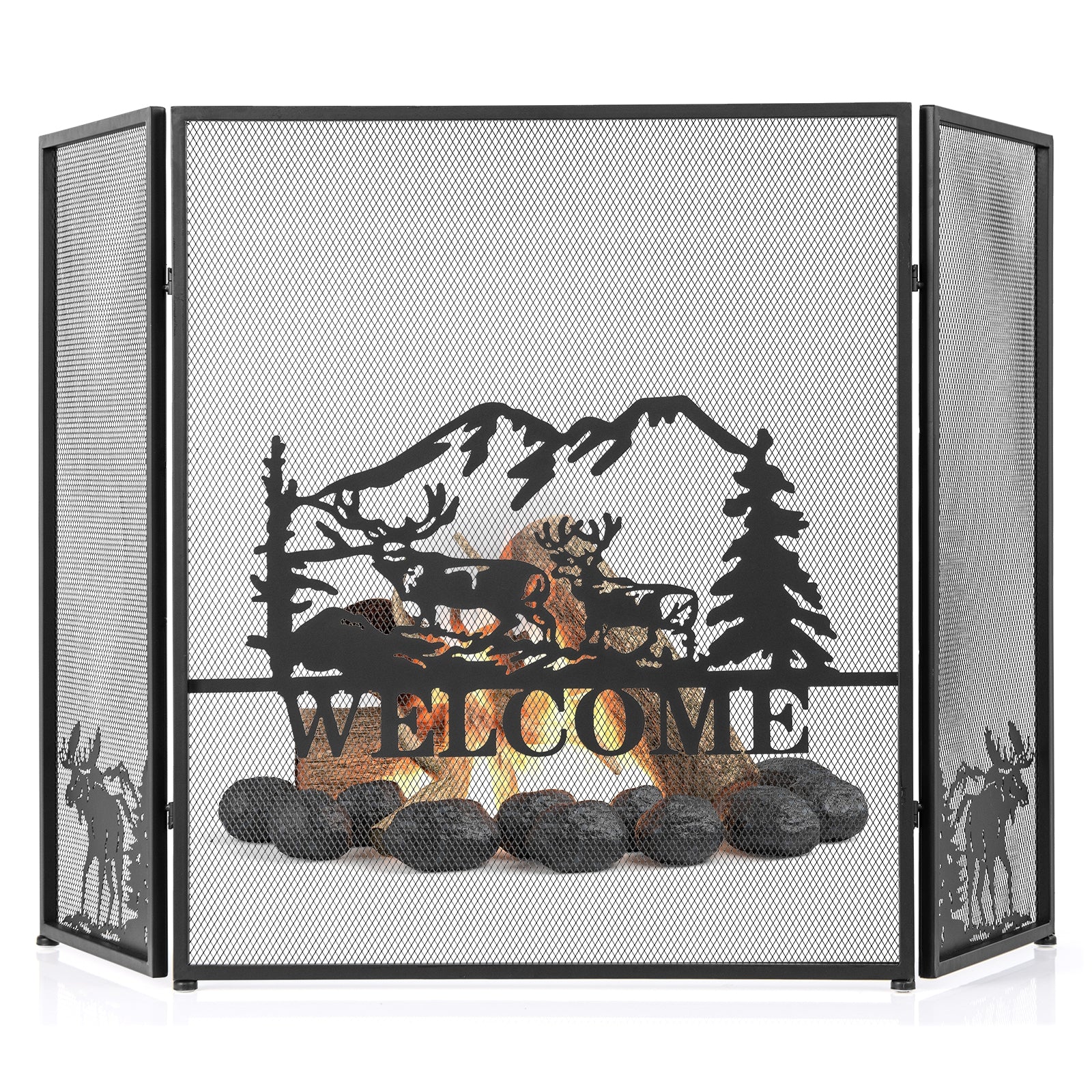 52 x 31 Inch Fireplace Screen, Black Fireplace Tools at Gallery Canada