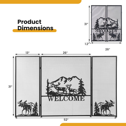 52 x 31 Inch Fireplace Screen, Black Fireplace Tools at Gallery Canada