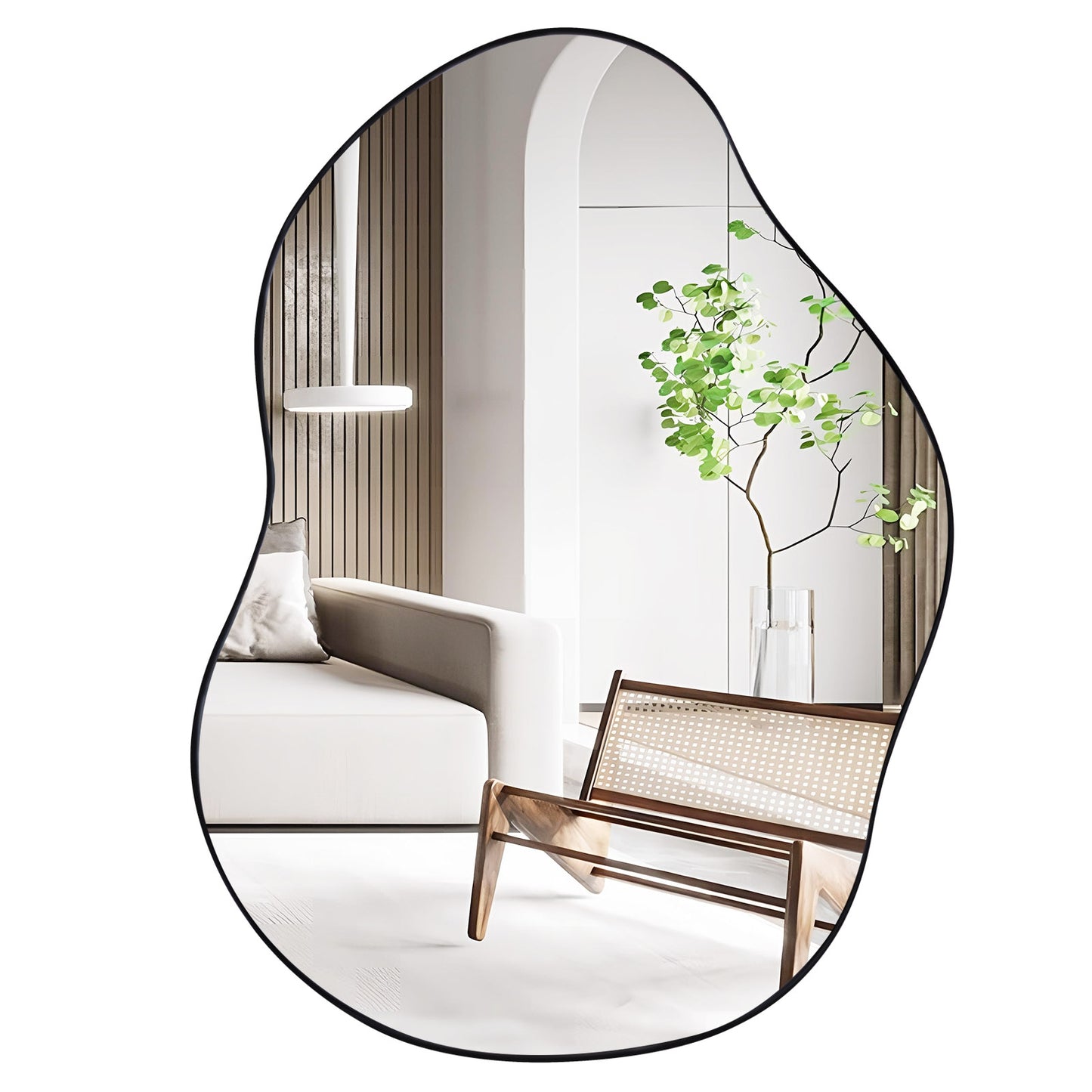 22 Inch x 30.5 Inch Irregular Wall Mounted Mirror with Premium Back Board, Black Wall Mirrors at Gallery Canada