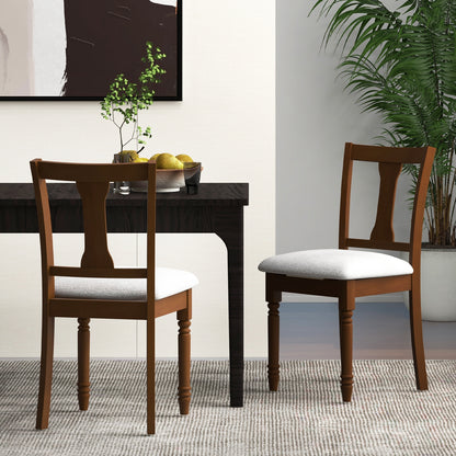 Set of 2 Kitchen Dining Chair with Linen Fabric and Storage Space, Brown Dining Chairs at Gallery Canada