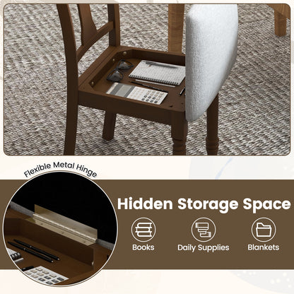 Set of 2 Kitchen Dining Chair with Linen Fabric and Storage Space, Brown Dining Chairs at Gallery Canada