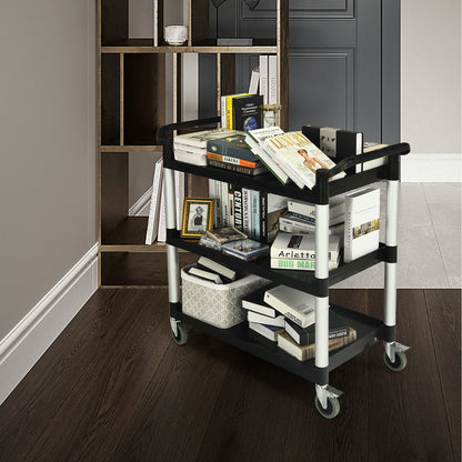 3-Tier Utility Service Cart with Lockable Wheels and Double Handles, Black Garages at Gallery Canada