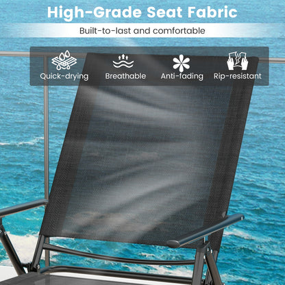 2 Piece Patio Folding Chaise Lounge Chairs Recliner with 6-Level Backrest, Black Outdoor Chaise Lounges at Gallery Canada