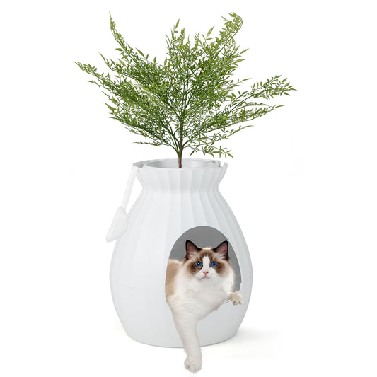 Smart Plant Cat Litter Box with Electronic Odor Removal and Sterilization, White Cat Supplies White at Gallery Canada