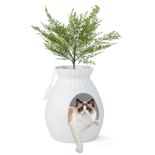 Smart Plant Cat Litter Box with Electronic Odor Removal and Sterilization, White - Gallery Canada