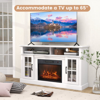 Fireplace TV Stand for TVs Up to 65 Inch with Side Cabinets and Remote Control, White Entertainment Centers & TV Stands at Gallery Canada