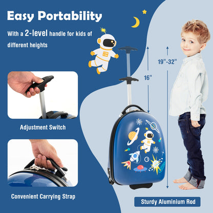 16 Inch Kids Carry-On Luggage Hard Shell Suitcase with Wheels, Blue Kids Luggage at Gallery Canada