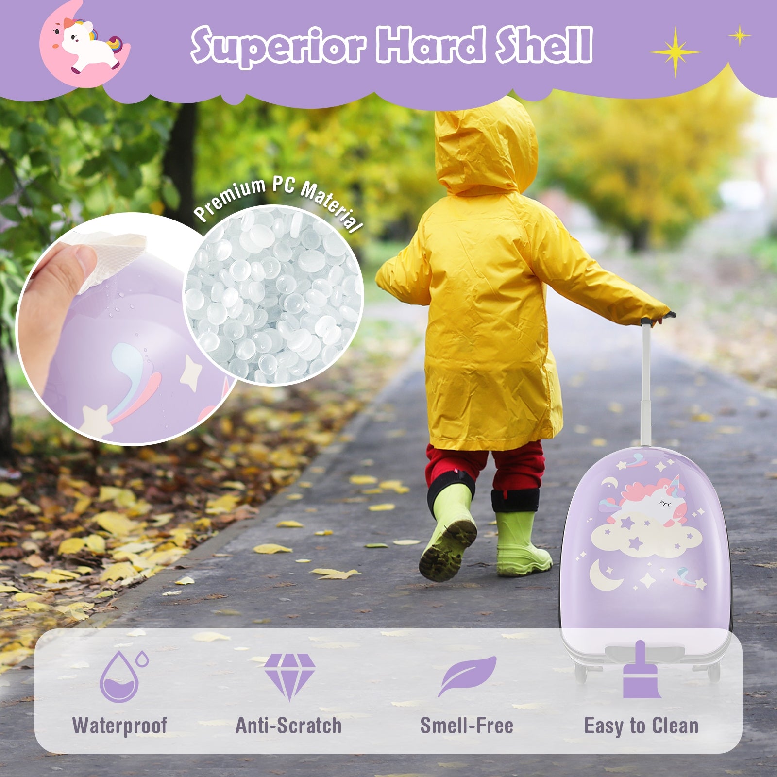 16 Inch Kids Carry-On Luggage Hard Shell Suitcase with Wheels, Pink Kids Luggage at Gallery Canada