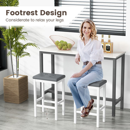 24 Inch Bar Stools with Padded Seat Footrest and Rubber Wood Frame, White Bar Stools at Gallery Canada