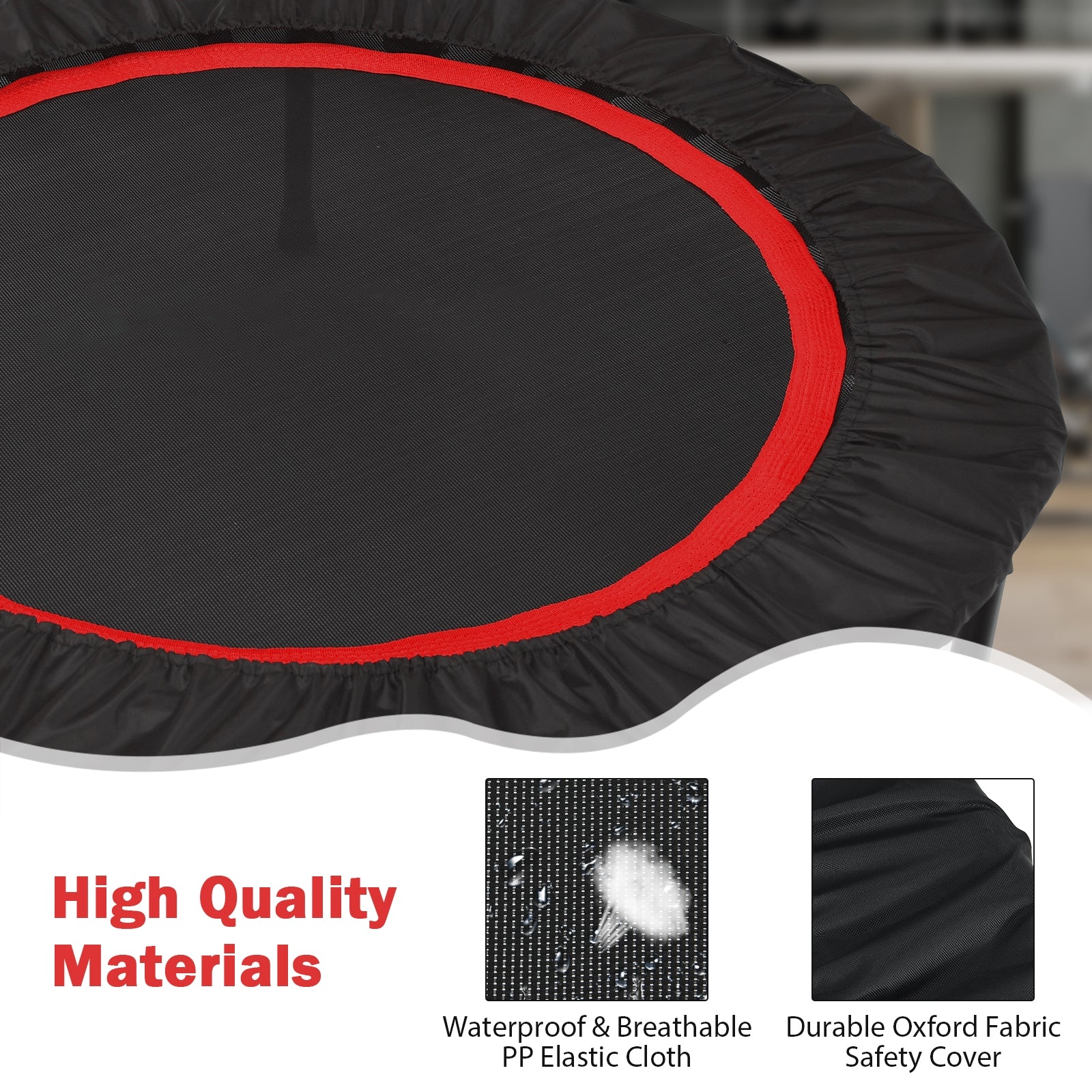 40 Inch Foldable Fitness Rebounder with Resistance Bands Adjustable Home, Red Trampolines at Gallery Canada