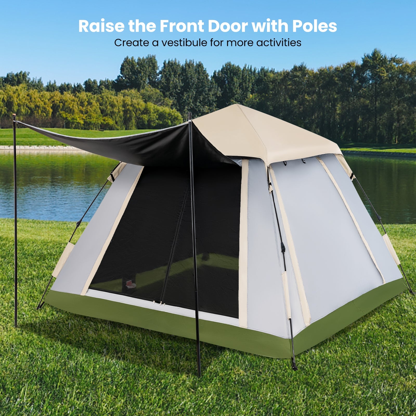 2-4 Person Pop-Up Camping Tent, Removable Rainfly, Beige Tents at Gallery Canada