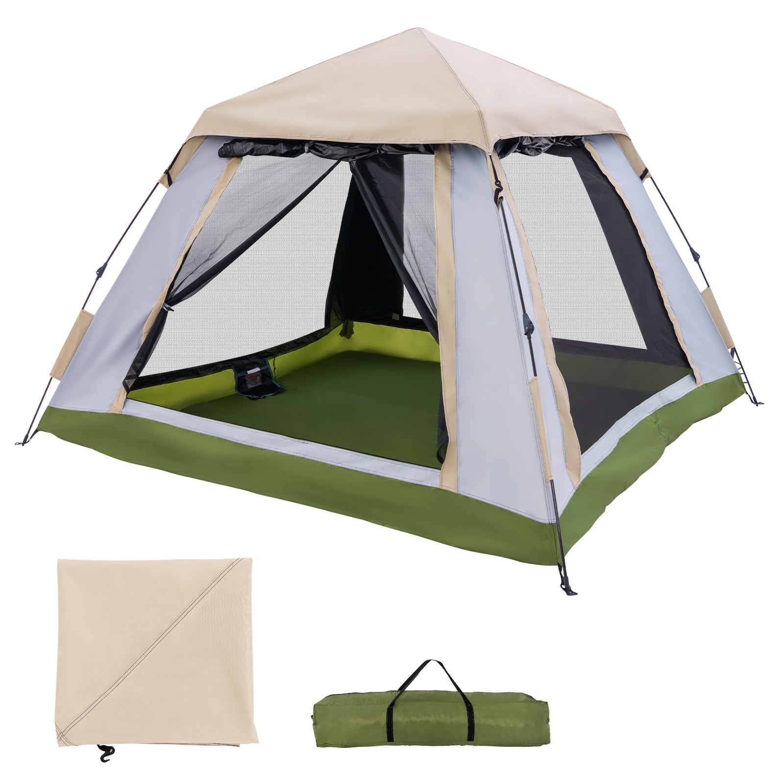 2-4 Person Pop-Up Camping Tent, Removable Rainfly, Beige Tents at Gallery Canada