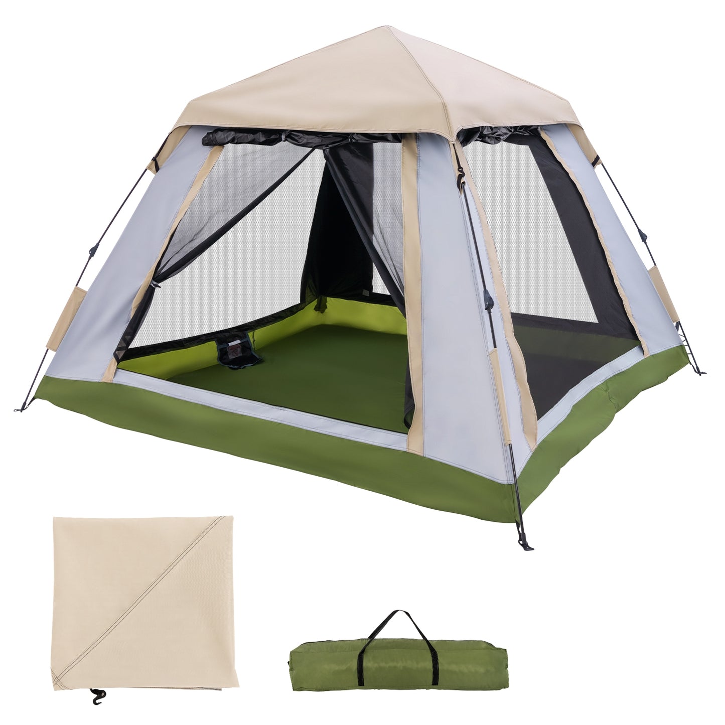 2-4 Person Pop-Up Camping Tent, Removable Rainfly, Beige Tents at Gallery Canada