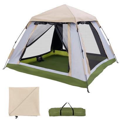 2-4 Person Pop-Up Camping Tent, Removable Rainfly, Beige Tents at Gallery Canada