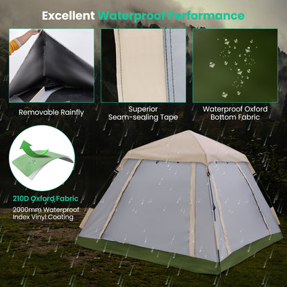 2-4 Person Pop-Up Camping Tent, Removable Rainfly, Beige Tents at Gallery Canada