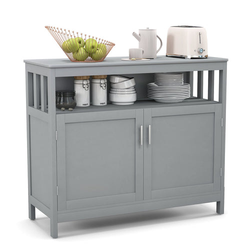 Kitchen Buffet Server Sideboard Storage Cabinet with 2 Doors and Shelf, Gray