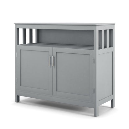 Kitchen Buffet Server Sideboard Storage Cabinet with 2 Doors and Shelf, Gray at Gallery Canada