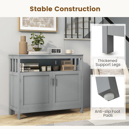 Kitchen Buffet Server Sideboard Storage Cabinet with 2 Doors and Shelf, Gray at Gallery Canada