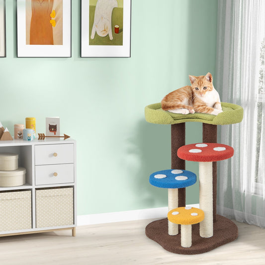 3-In-1 Cat Tree 3 Full-Wrapped Sisal Posts Removable Mat and Platforms, Multicolor - Gallery Canada