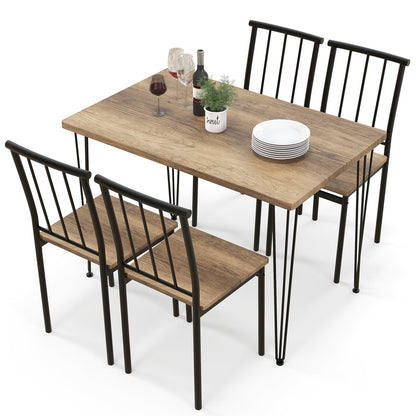 5 Pieces Dining Table Set for 4 with Metal Frame for Home Restaurant, Natural - Gallery Canada