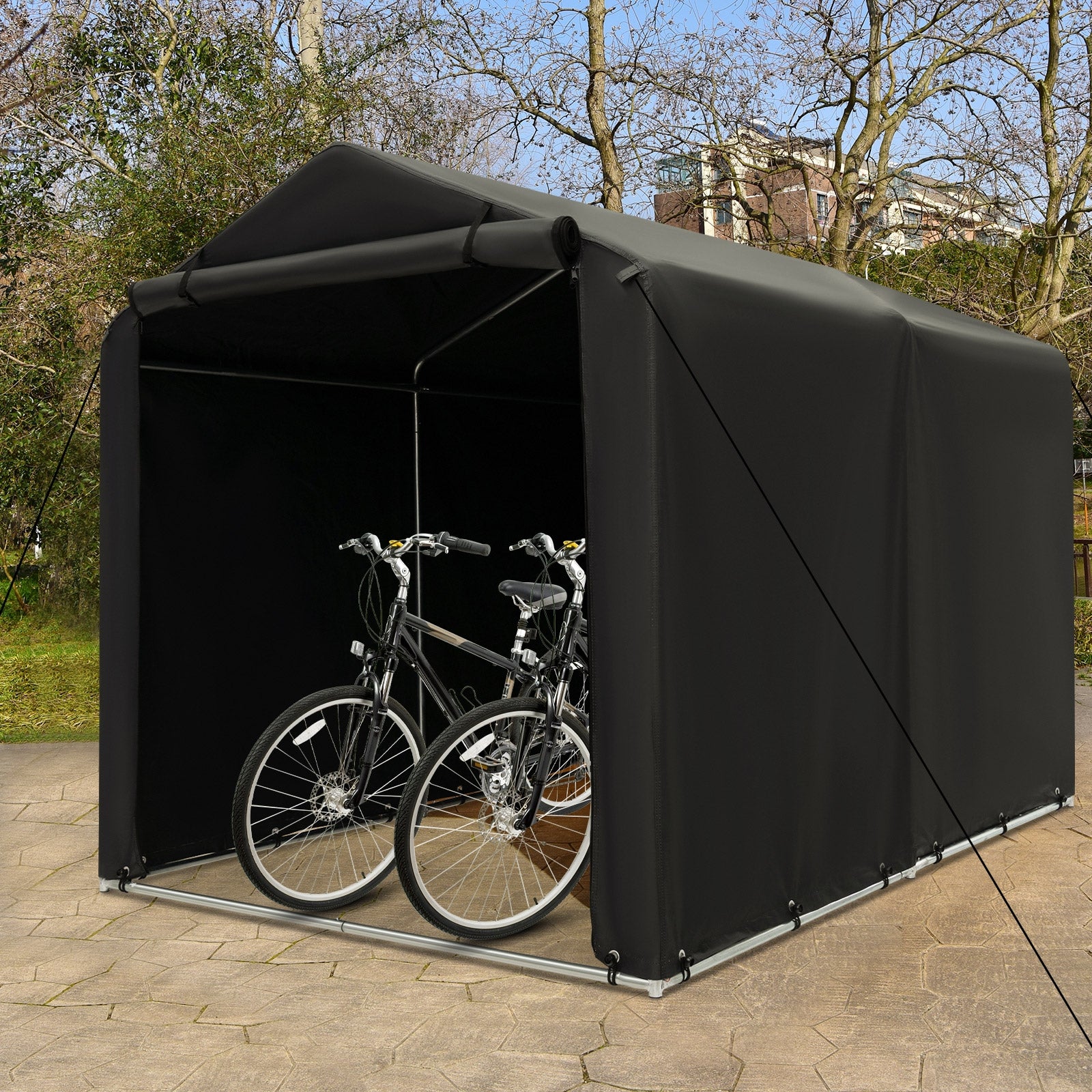 7 x 5.2FT Storage Shelter, Bike Tent With Waterproof Cover, Gray Carports at Gallery Canada