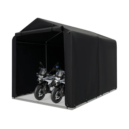 7 x 5.2FT Storage Shelter Outdoor Bike Tent with Waterproof Cover and Zipper Door, Gray - Gallery Canada