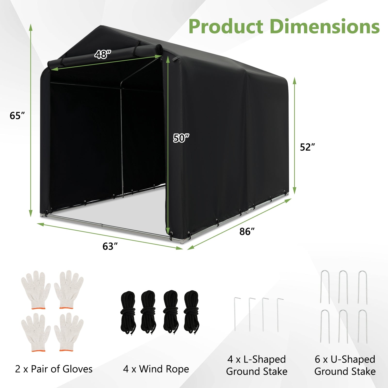 7 x 5.2FT Storage Shelter, Bike Tent With Waterproof Cover, Gray Carports at Gallery Canada