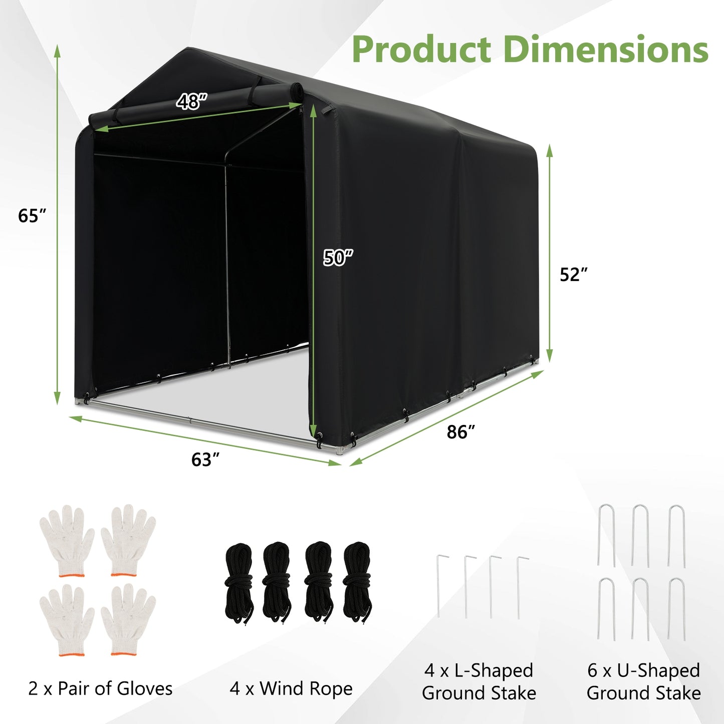 7 x 5.2FT Storage Shelter, Bike Tent With Waterproof Cover, Gray Carports at Gallery Canada