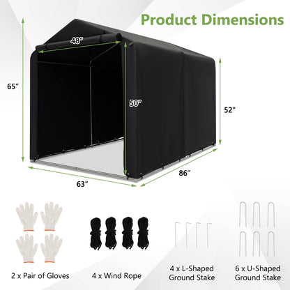 7 x 5.2FT Storage Shelter, Bike Tent With Waterproof Cover, Gray Carports at Gallery Canada