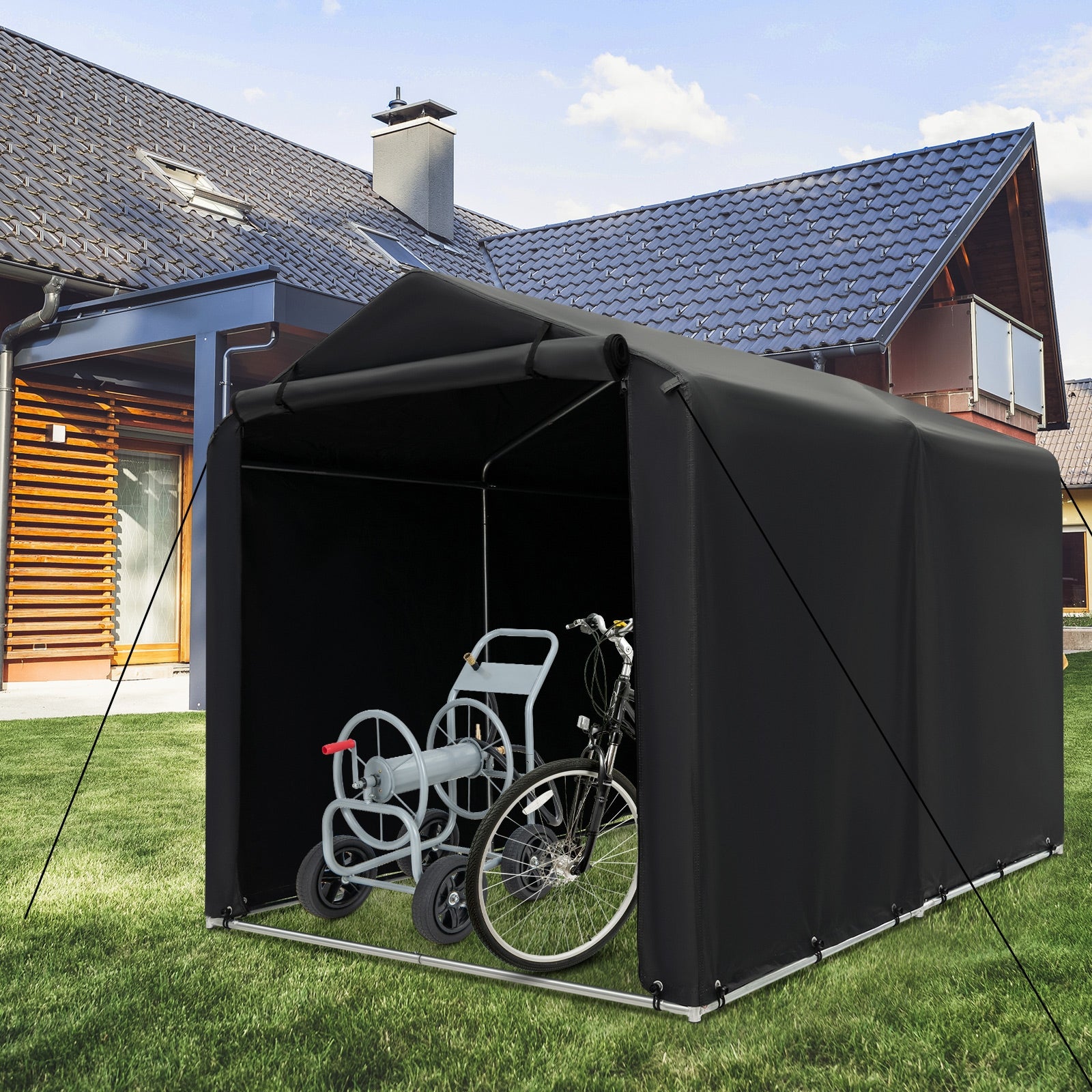7 x 5.2FT Storage Shelter, Bike Tent With Waterproof Cover, Gray Carports at Gallery Canada