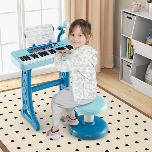 Kids Piano Keyboard 37-Key Kids Toy Keyboard Piano with Microphone for 3+ Kids, Blue - Gallery Canada