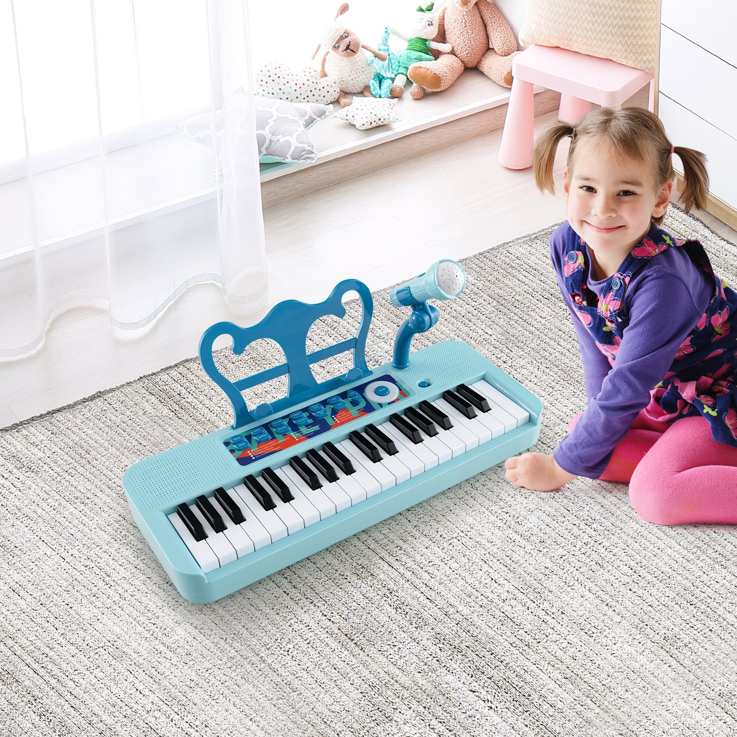 Kids Piano Keyboard 37-Key Kids Toy Keyboard Piano with Microphone for 3+ Kids, Blue Pianos & Keyboards at Gallery Canada