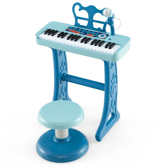 Kids Piano Keyboard 37-Key Kids Toy Keyboard Piano with Microphone for 3+ Kids, Blue - Gallery Canada