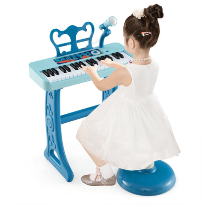 Kids Piano Keyboard 37-Key Kids Toy Keyboard Piano with Microphone for 3+ Kids, Blue Pianos & Keyboards at Gallery Canada