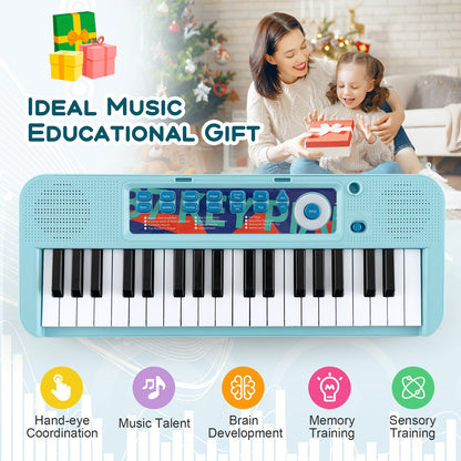 Kids Piano Keyboard 37-Key Kids Toy Keyboard Piano with Microphone for 3+ Kids, Blue Pianos & Keyboards at Gallery Canada