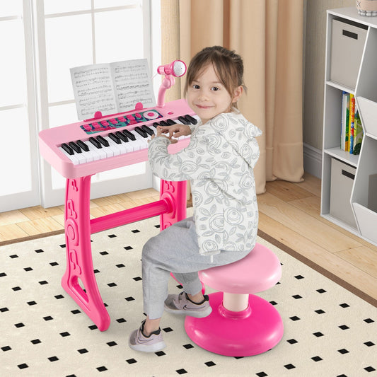 Kids Piano Keyboard 37-Key Kids Toy Keyboard Piano with Microphone for 3+ Kids, Pink - Gallery Canada