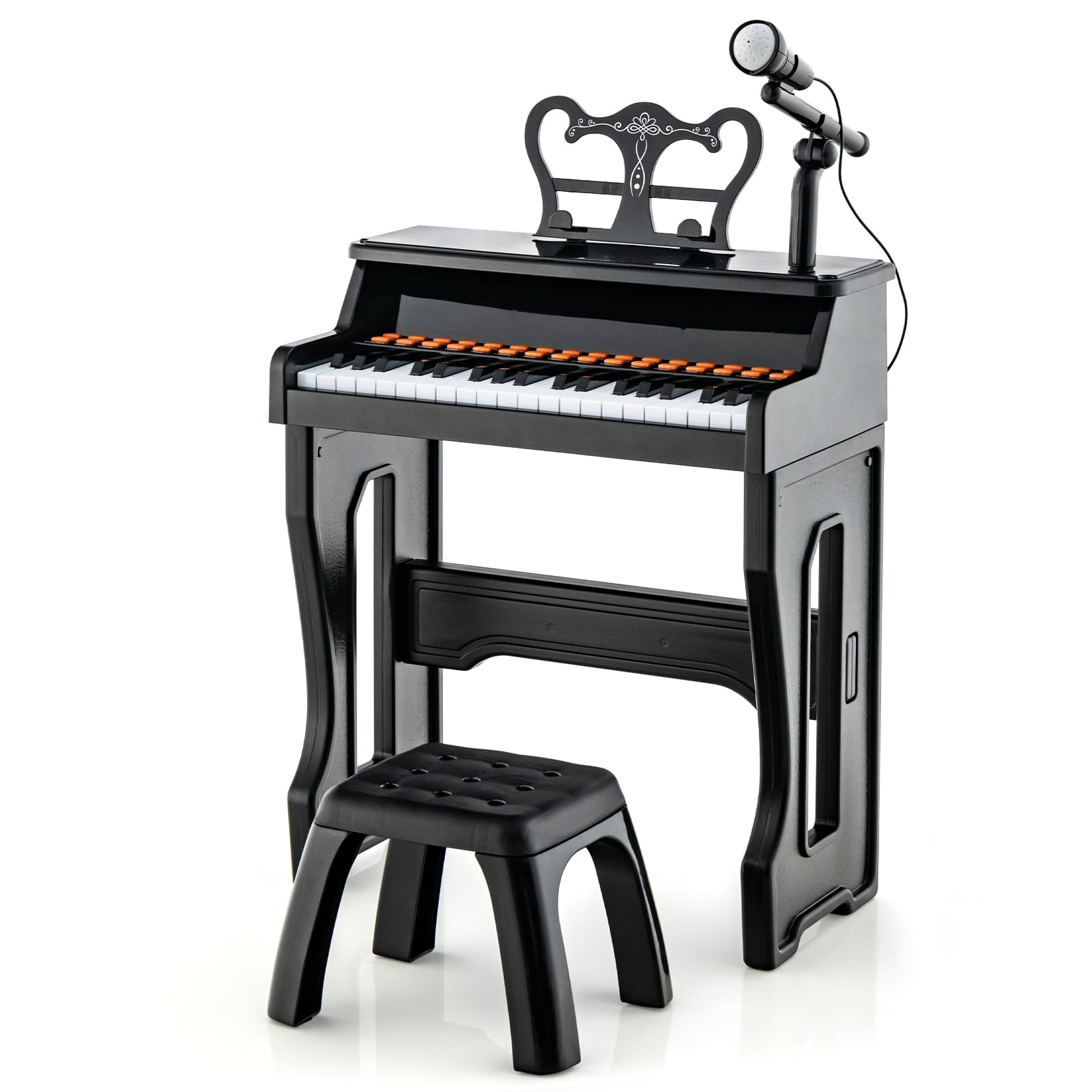 37 Keys Piano Keyboard With Microphone, Detachable Music Stand, Black Pianos & Keyboards at Gallery Canada