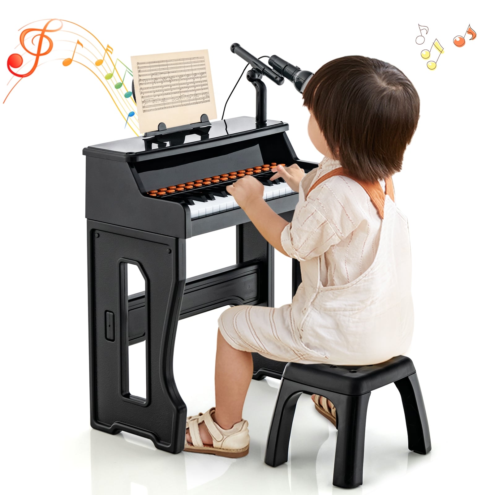 37 Keys Piano Keyboard With Microphone, Detachable Music Stand, Black Pianos & Keyboards at Gallery Canada