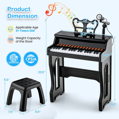 37 Keys Piano Keyboard With Microphone, Detachable Music Stand, Black Pianos & Keyboards at Gallery Canada
