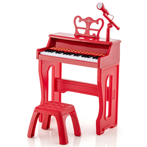 37 Keys Kids Piano Keyboard With Microphone, Red